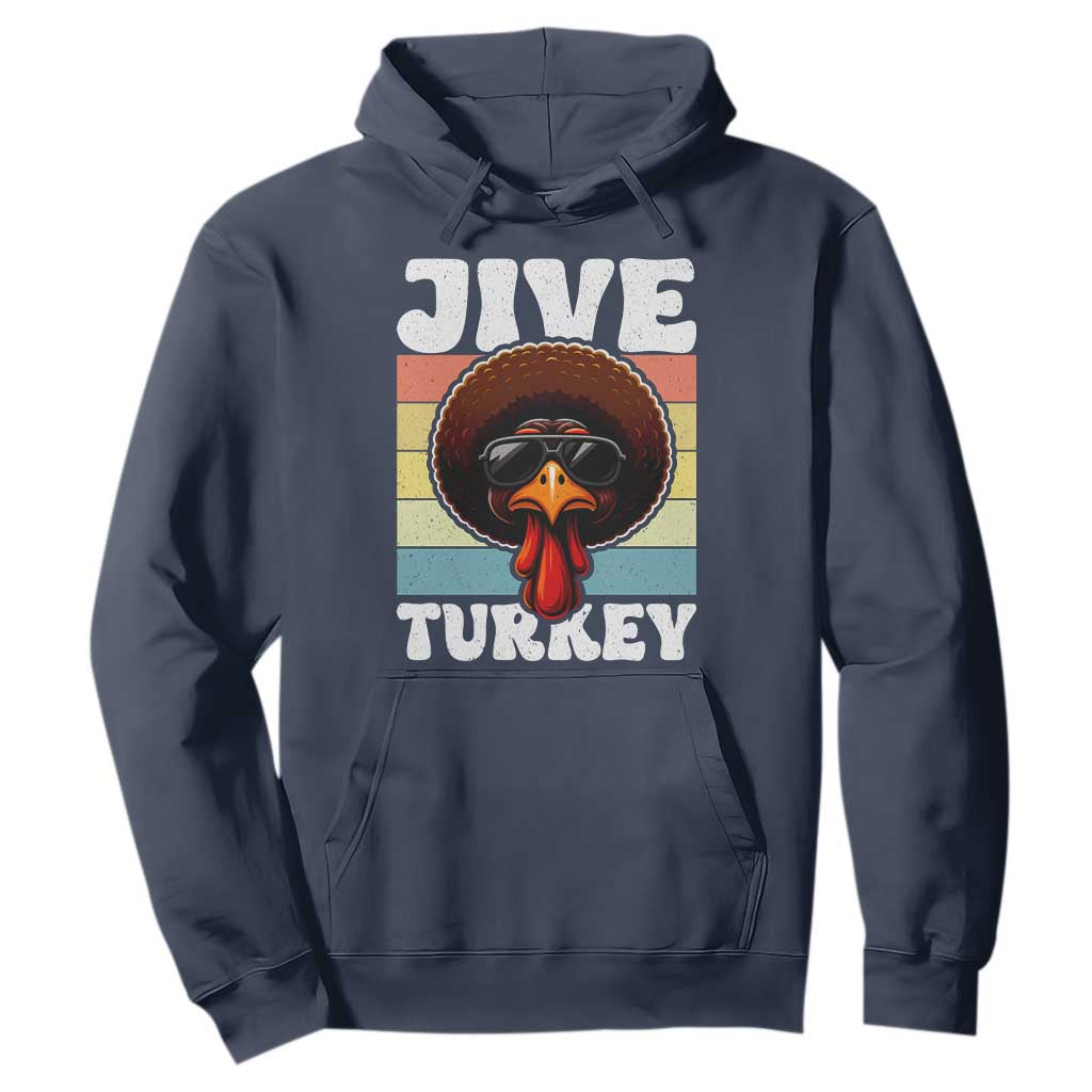 Funny Jive Thanksgiving Turkey Day Hoodie Retro Afro Black Turkey TS11 Navy Print Your Wear