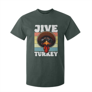 Funny Jive Thanksgiving Turkey Day T Shirt For Kid Retro Afro Black Turkey TS11 Dark Forest Green Print Your Wear