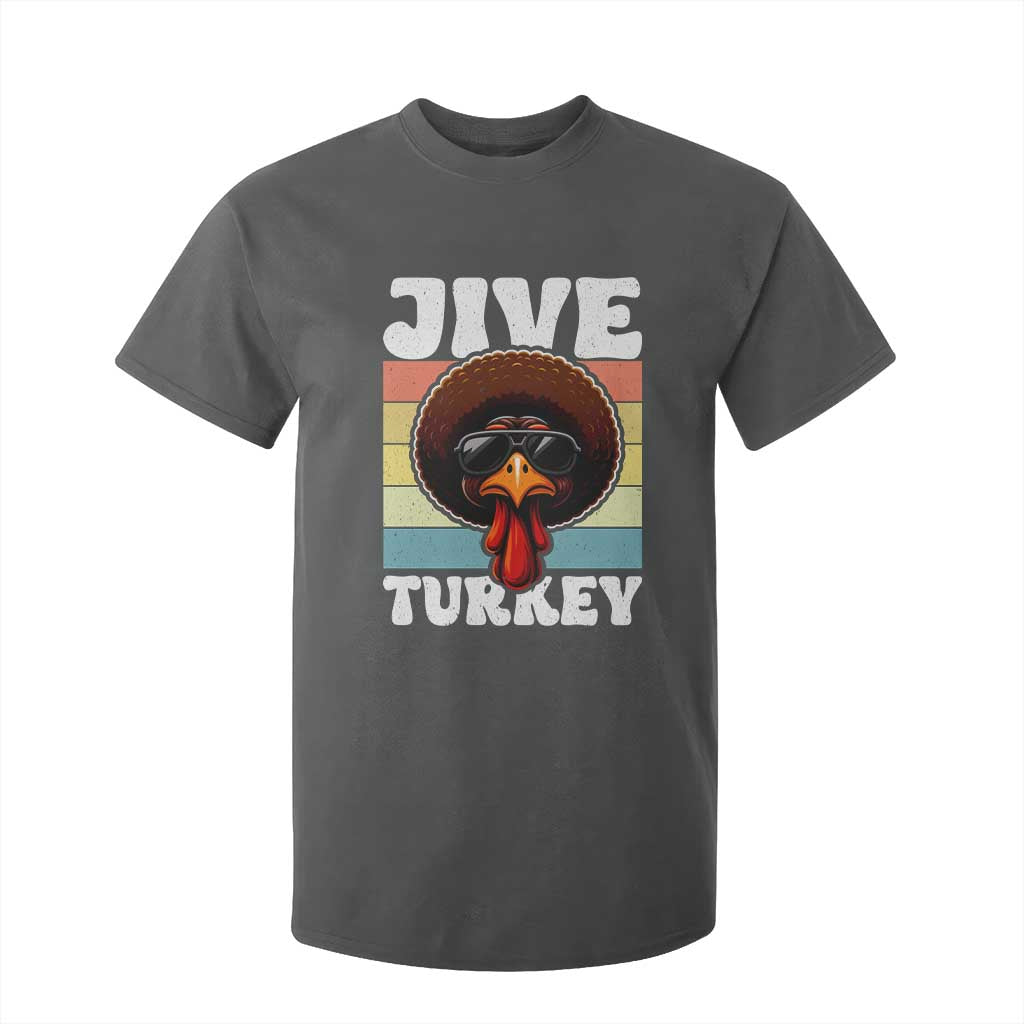 Funny Jive Thanksgiving Turkey Day T Shirt For Kid Retro Afro Black Turkey TS11 Dark Heather Print Your Wear