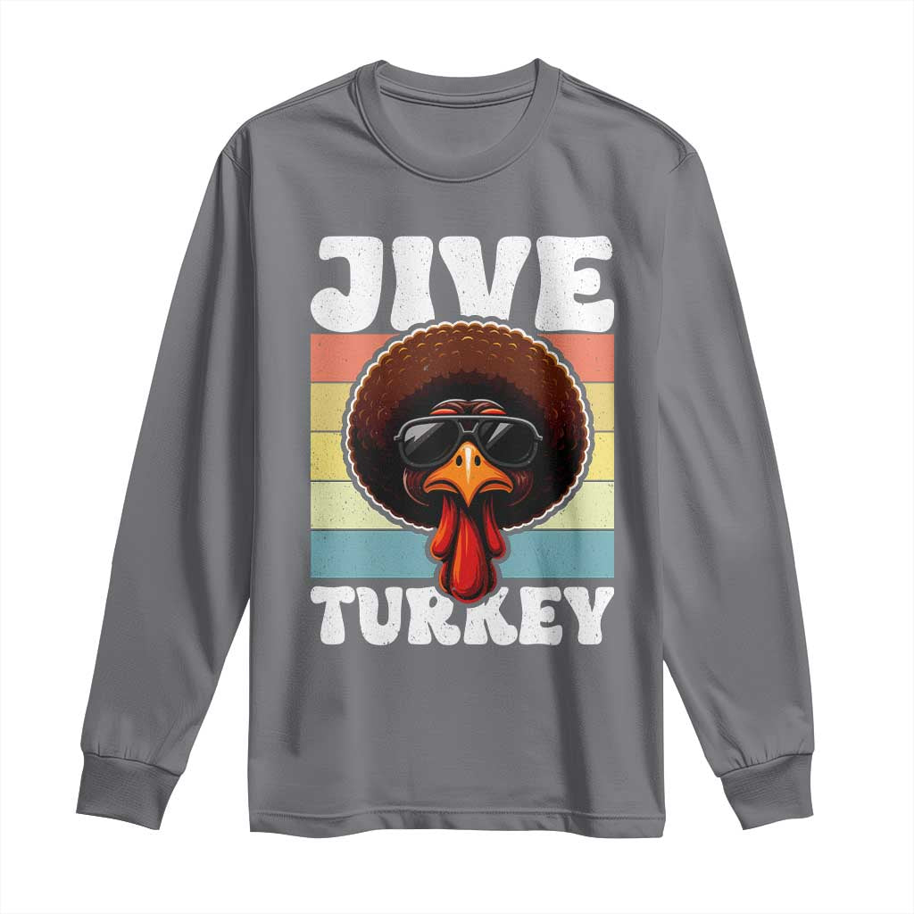 Funny Jive Thanksgiving Turkey Day Long Sleeve Shirt Retro Afro Black Turkey TS11 Charcoal Print Your Wear