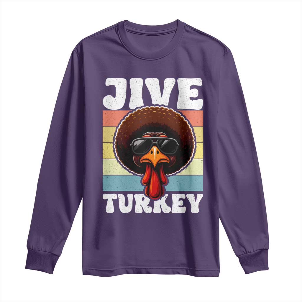 Funny Jive Thanksgiving Turkey Day Long Sleeve Shirt Retro Afro Black Turkey TS11 Purple Print Your Wear