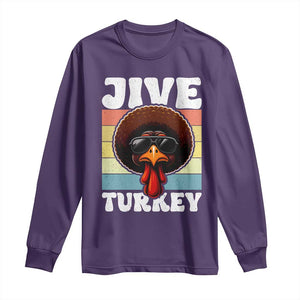 Funny Jive Thanksgiving Turkey Day Long Sleeve Shirt Retro Afro Black Turkey TS11 Purple Print Your Wear