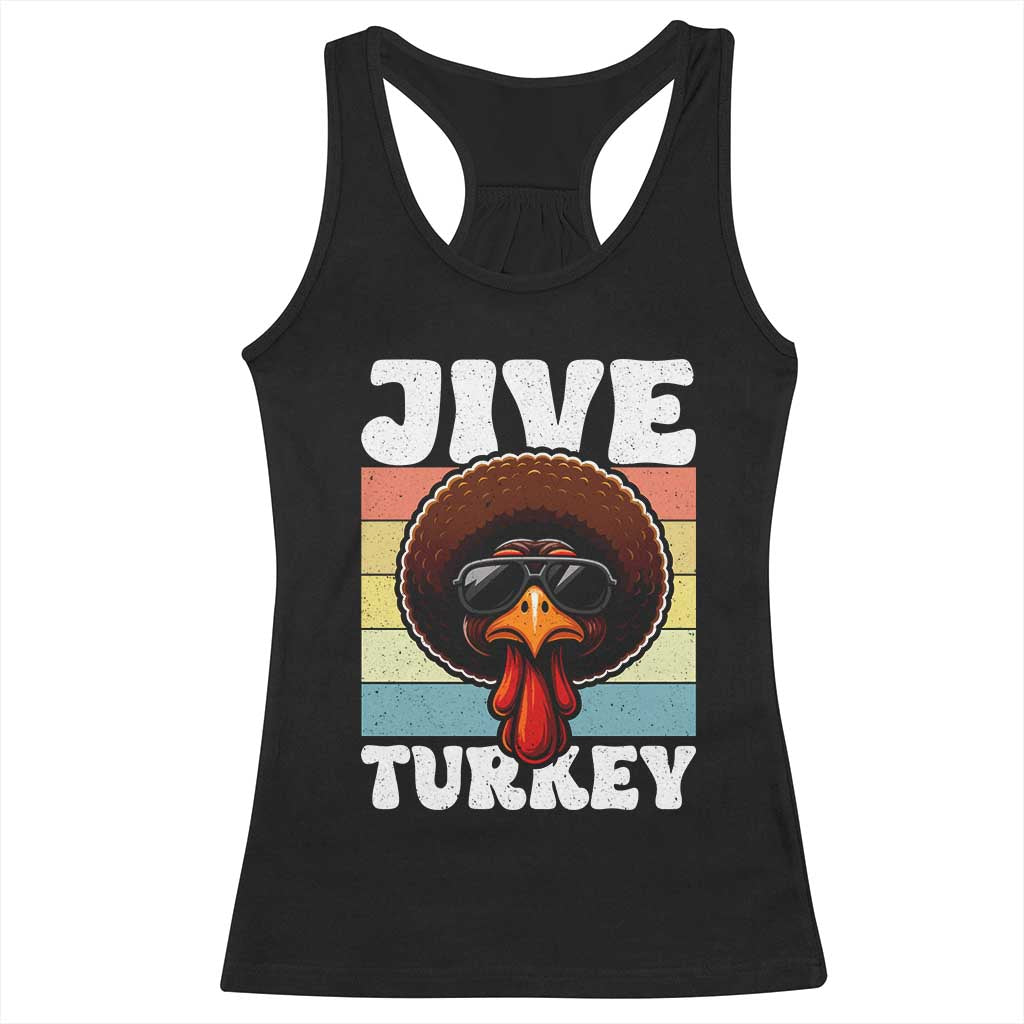 Funny Jive Thanksgiving Turkey Day Racerback Tank Top Retro Afro Black Turkey TS11 Black Print Your Wear