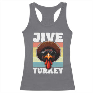 Funny Jive Thanksgiving Turkey Day Racerback Tank Top Retro Afro Black Turkey TS11 Charcoal Print Your Wear