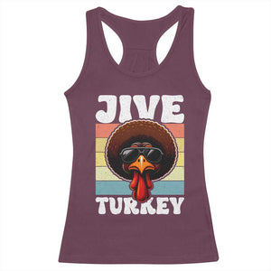 Funny Jive Thanksgiving Turkey Day Racerback Tank Top Retro Afro Black Turkey TS11 Maroon Print Your Wear