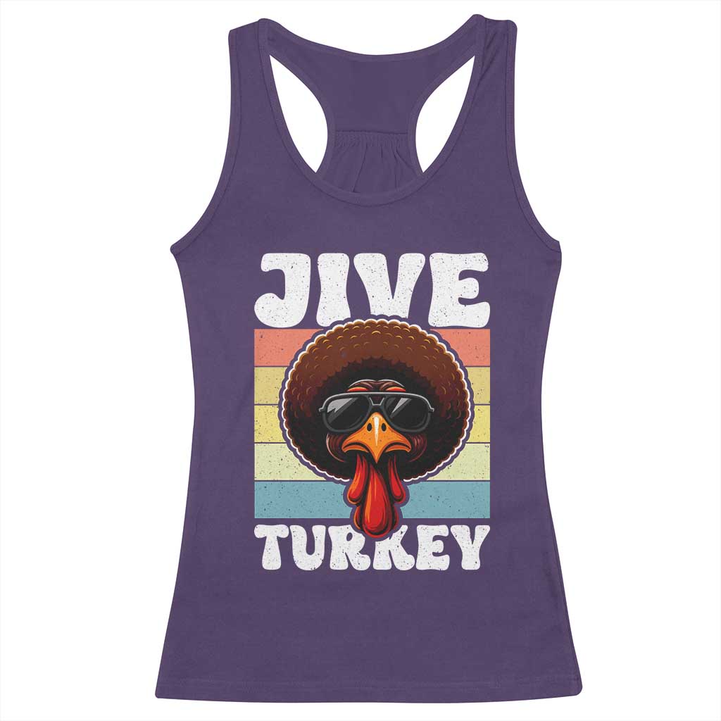 Funny Jive Thanksgiving Turkey Day Racerback Tank Top Retro Afro Black Turkey TS11 Purple Print Your Wear