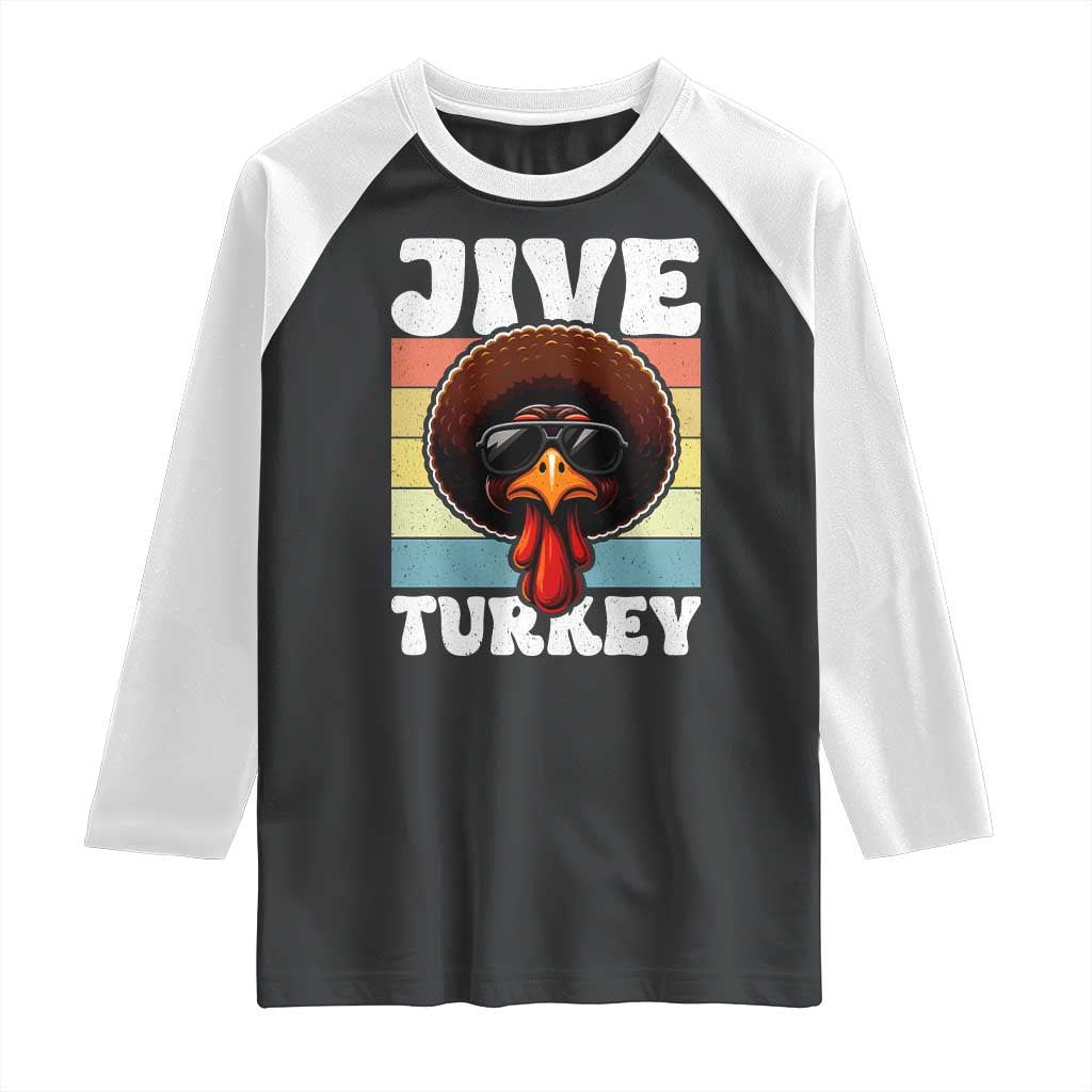 Funny Jive Thanksgiving Turkey Day Raglan Shirt Retro Afro Black Turkey TS11 Black White Print Your Wear