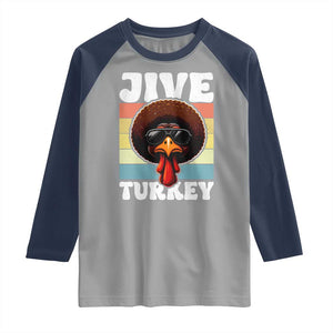 Funny Jive Thanksgiving Turkey Day Raglan Shirt Retro Afro Black Turkey TS11 Sport Gray Navy Print Your Wear