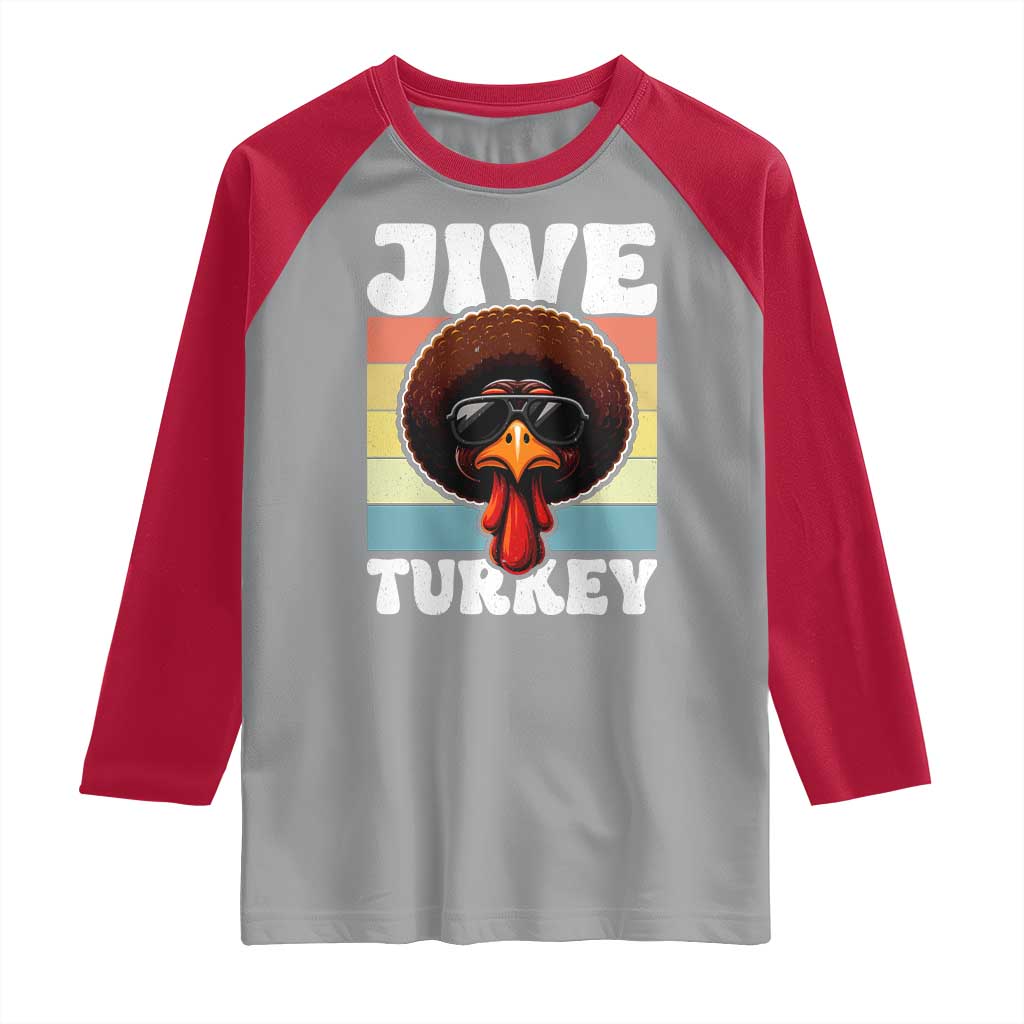 Funny Jive Thanksgiving Turkey Day Raglan Shirt Retro Afro Black Turkey TS11 Sport Gray Red Print Your Wear