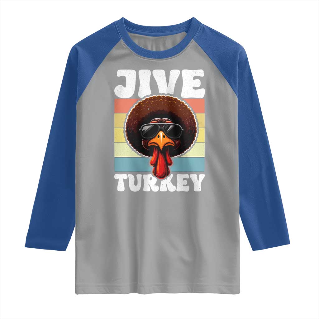 Funny Jive Thanksgiving Turkey Day Raglan Shirt Retro Afro Black Turkey TS11 Sport Gray Royal Print Your Wear