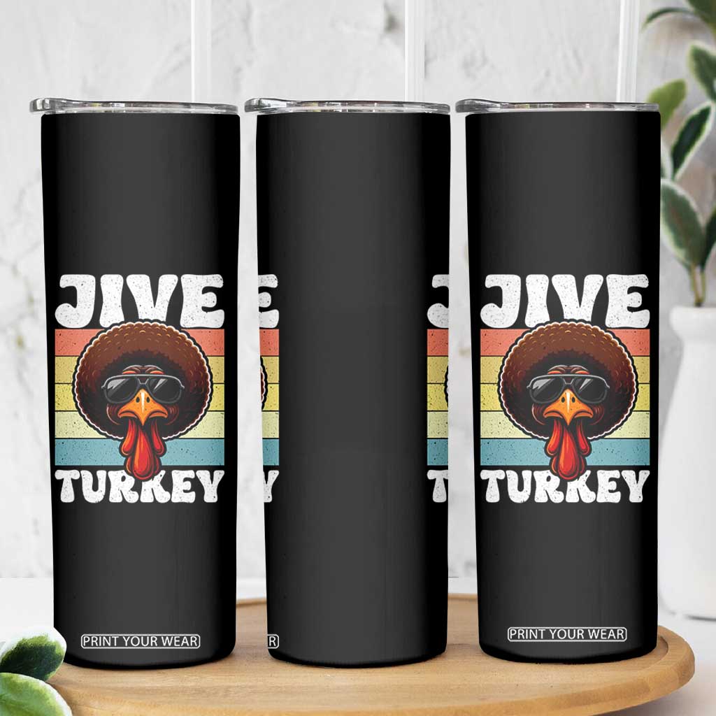 Funny Jive Thanksgiving Turkey Day Skinny Tumbler Retro Afro Black Turkey TS11 Print Your Wear