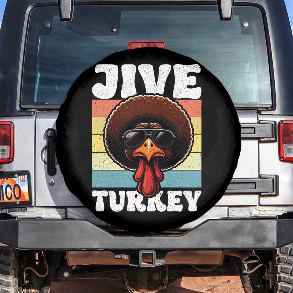 Funny Jive Thanksgiving Turkey Day Spare Tire Cover Retro Afro Black Turkey TS11 No hole Black Print Your Wear