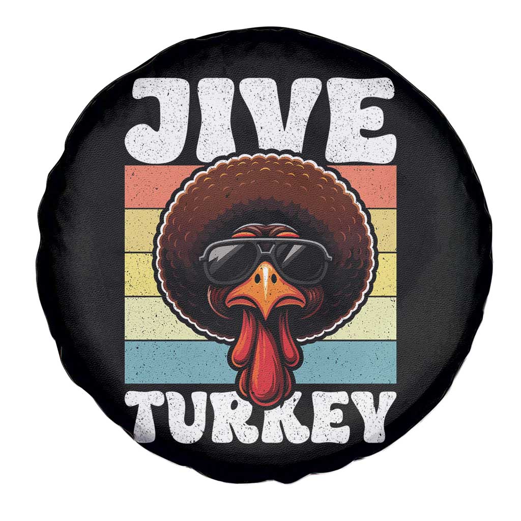 Funny Jive Thanksgiving Turkey Day Spare Tire Cover Retro Afro Black Turkey TS11 Print Your Wear