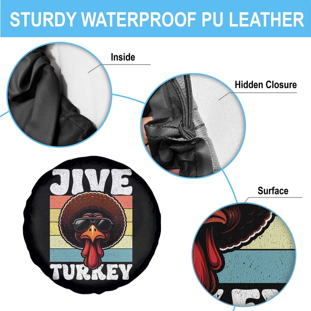 Funny Jive Thanksgiving Turkey Day Spare Tire Cover Retro Afro Black Turkey TS11 Print Your Wear