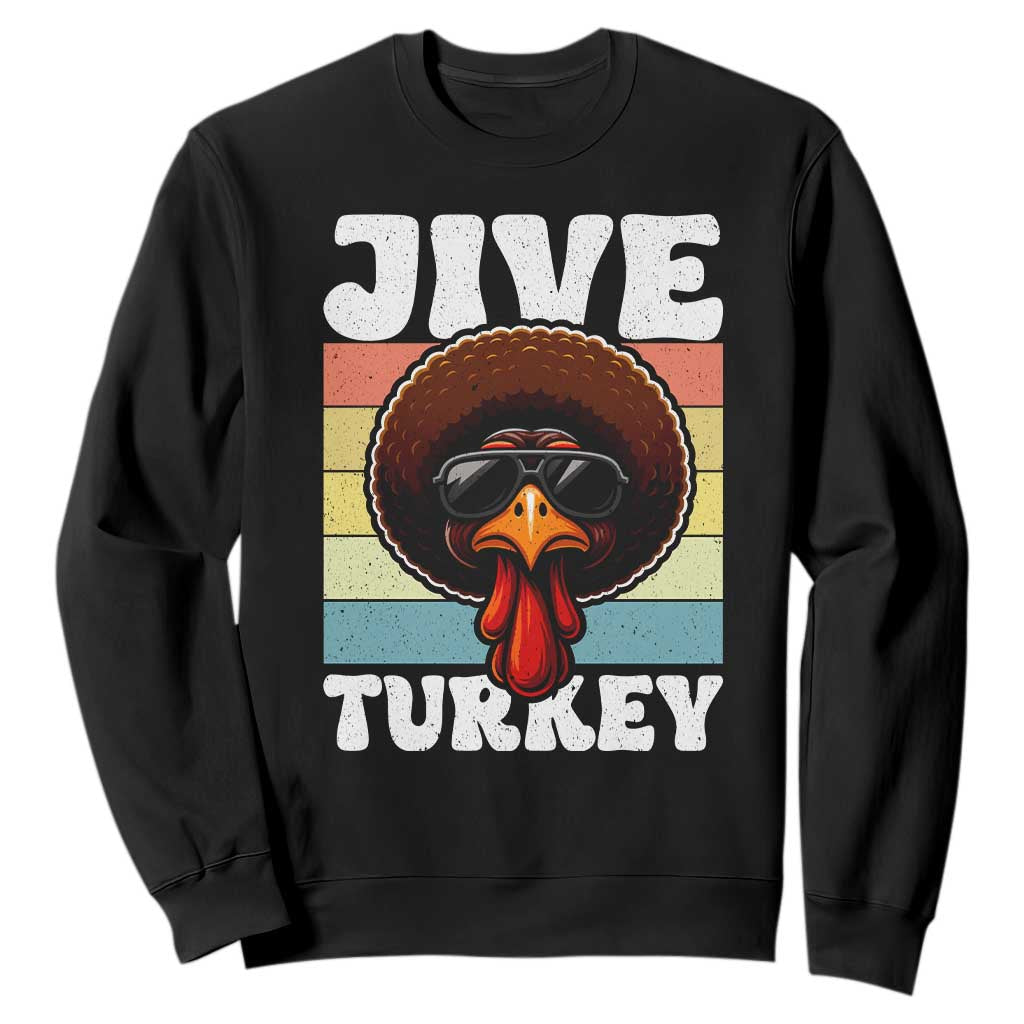 Funny Jive Thanksgiving Turkey Day Sweatshirt Retro Afro Black Turkey TS11 Black Print Your Wear