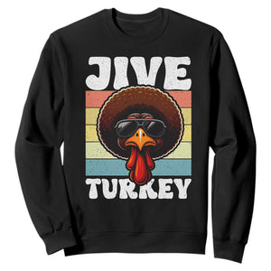 Funny Jive Thanksgiving Turkey Day Sweatshirt Retro Afro Black Turkey TS11 Black Print Your Wear