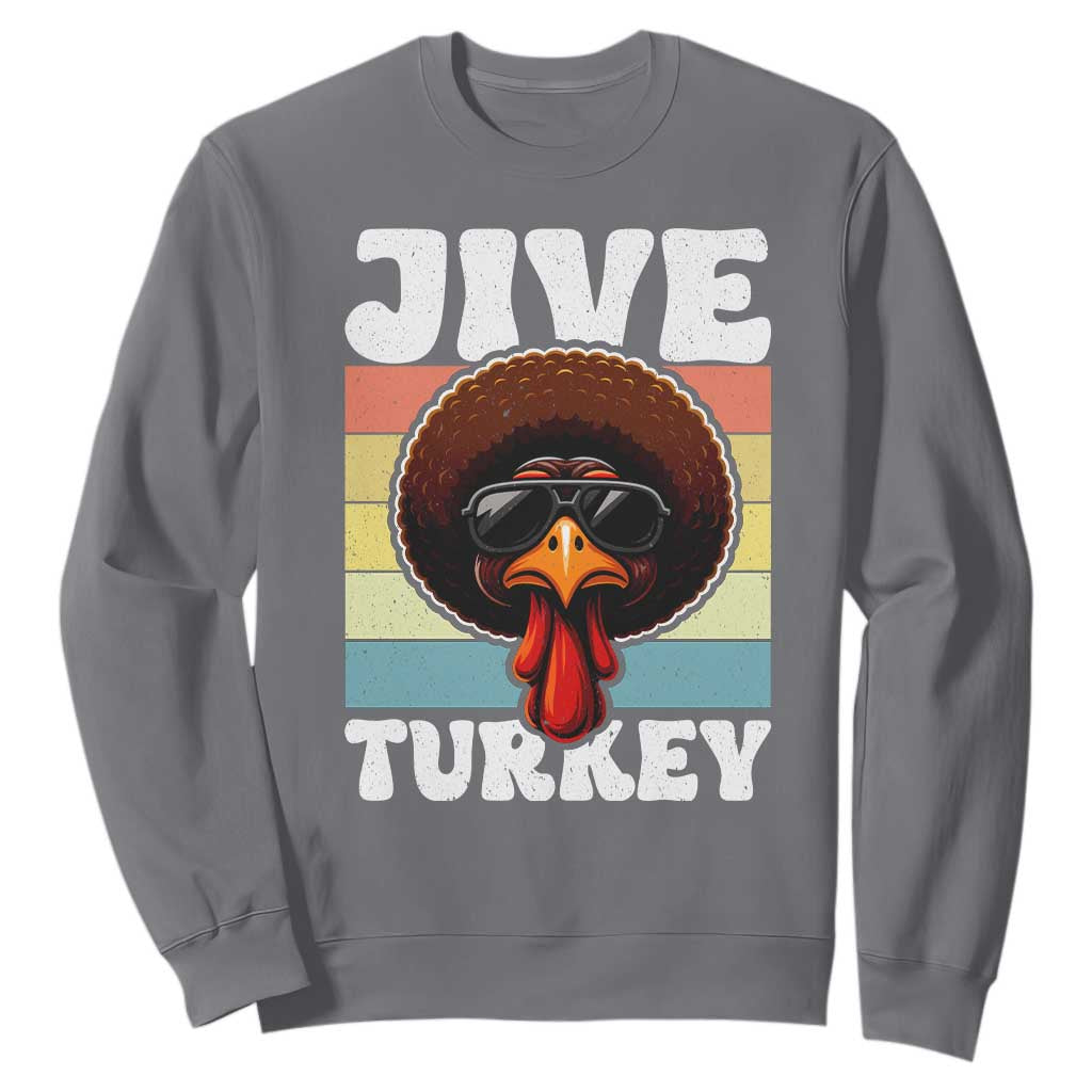Funny Jive Thanksgiving Turkey Day Sweatshirt Retro Afro Black Turkey TS11 Charcoal Print Your Wear