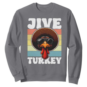 Funny Jive Thanksgiving Turkey Day Sweatshirt Retro Afro Black Turkey TS11 Charcoal Print Your Wear