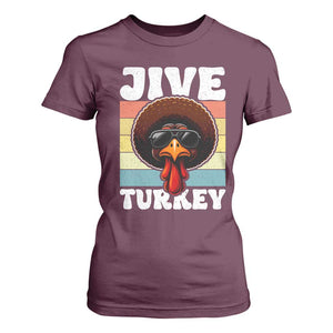 Funny Jive Thanksgiving Turkey Day T Shirt For Women Retro Afro Black Turkey TS11 Maroon Print Your Wear