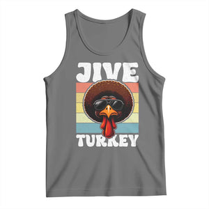 Funny Jive Thanksgiving Turkey Day Tank Top Retro Afro Black Turkey TS11 Black Heather Print Your Wear