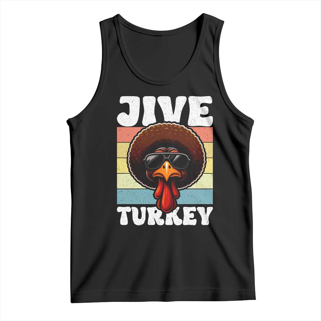Funny Jive Thanksgiving Turkey Day Tank Top Retro Afro Black Turkey TS11 Black Print Your Wear