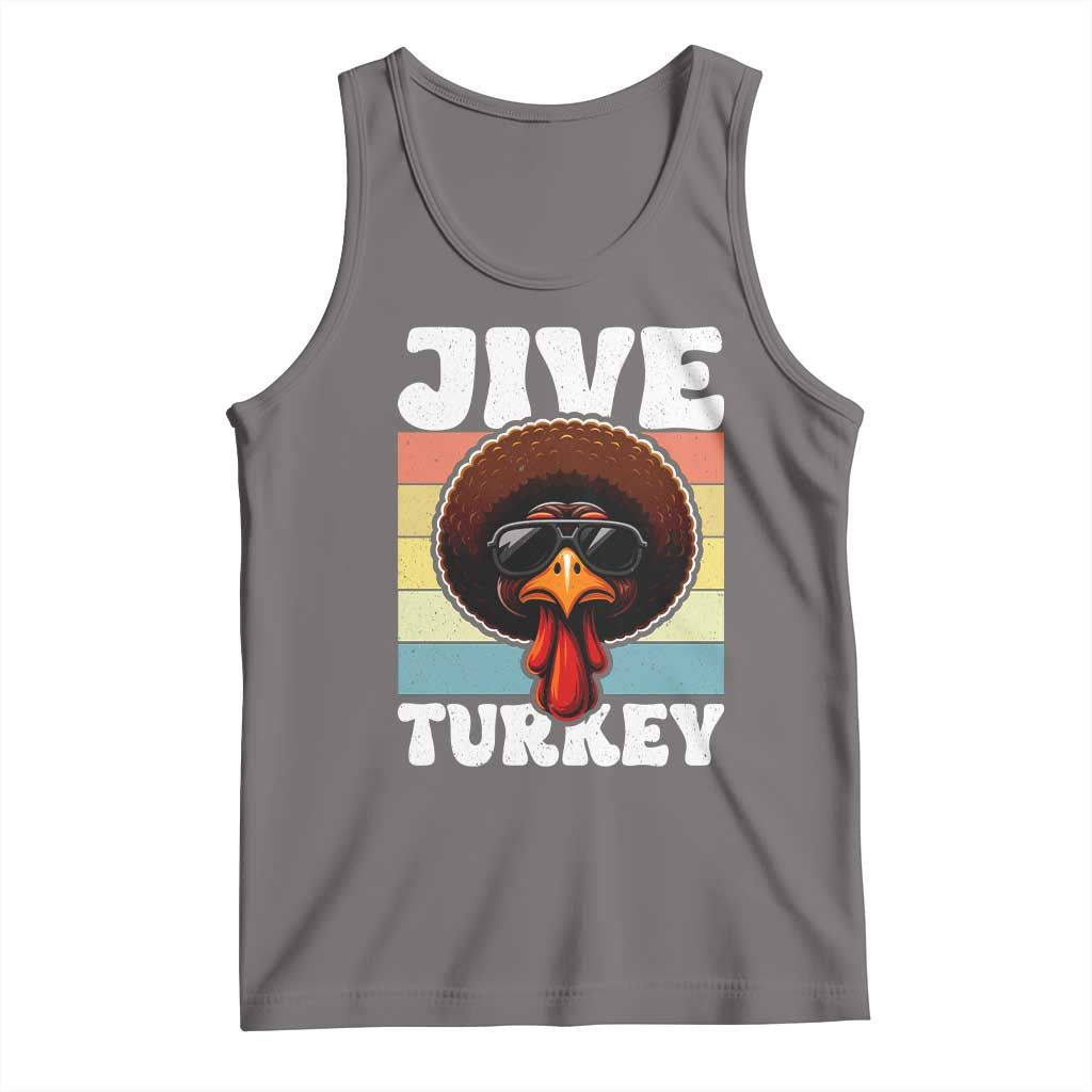 Funny Jive Thanksgiving Turkey Day Tank Top Retro Afro Black Turkey TS11 Deep Heather Print Your Wear