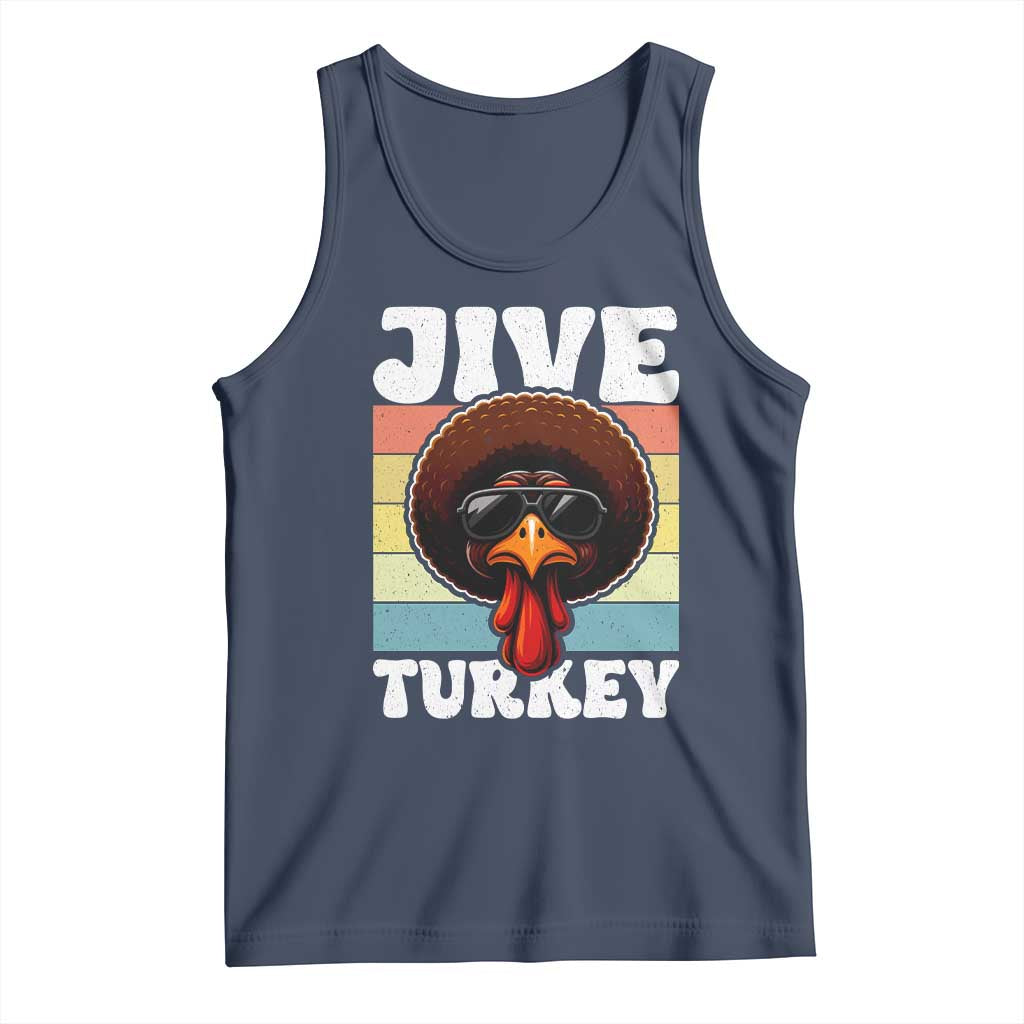 Funny Jive Thanksgiving Turkey Day Tank Top Retro Afro Black Turkey TS11 Navy Print Your Wear