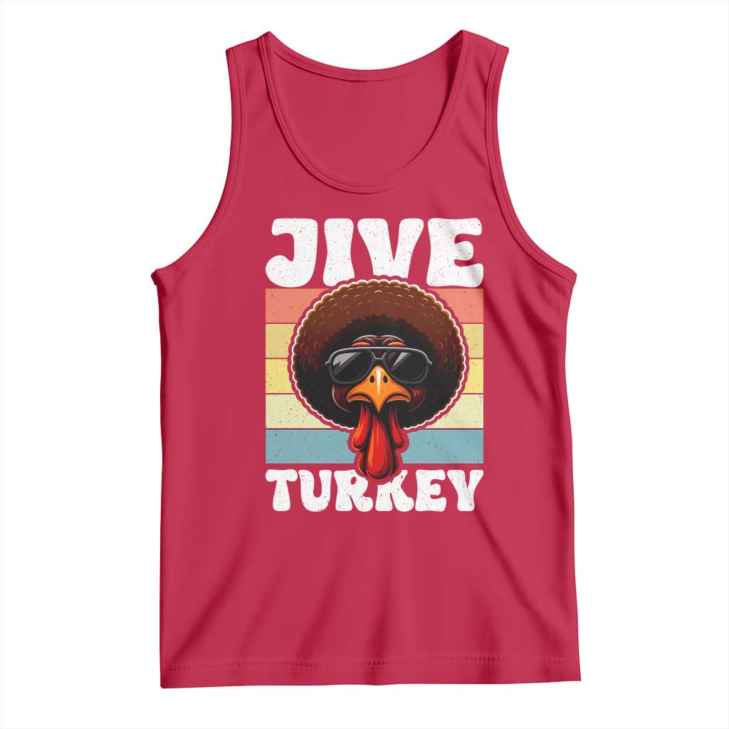Funny Jive Thanksgiving Turkey Day Tank Top Retro Afro Black Turkey TS11 Red Print Your Wear