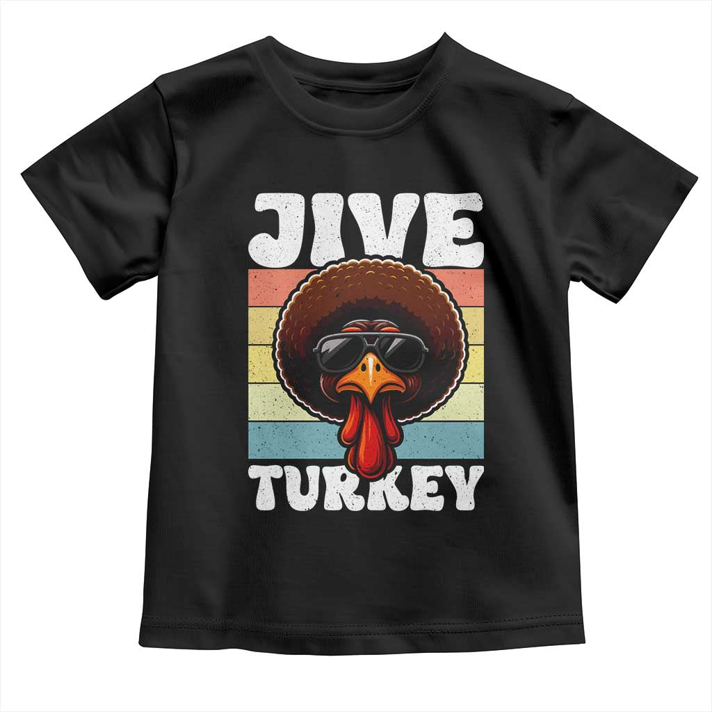 Funny Jive Thanksgiving Turkey Day Toddler T Shirt Retro Afro Black Turkey TS11 Black Print Your Wear