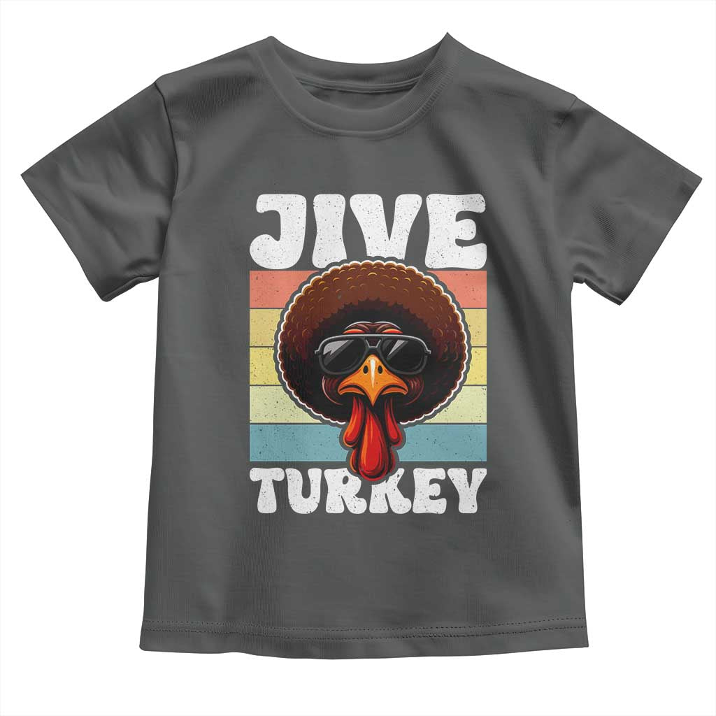 Funny Jive Thanksgiving Turkey Day Toddler T Shirt Retro Afro Black Turkey TS11 Dark Heather Print Your Wear