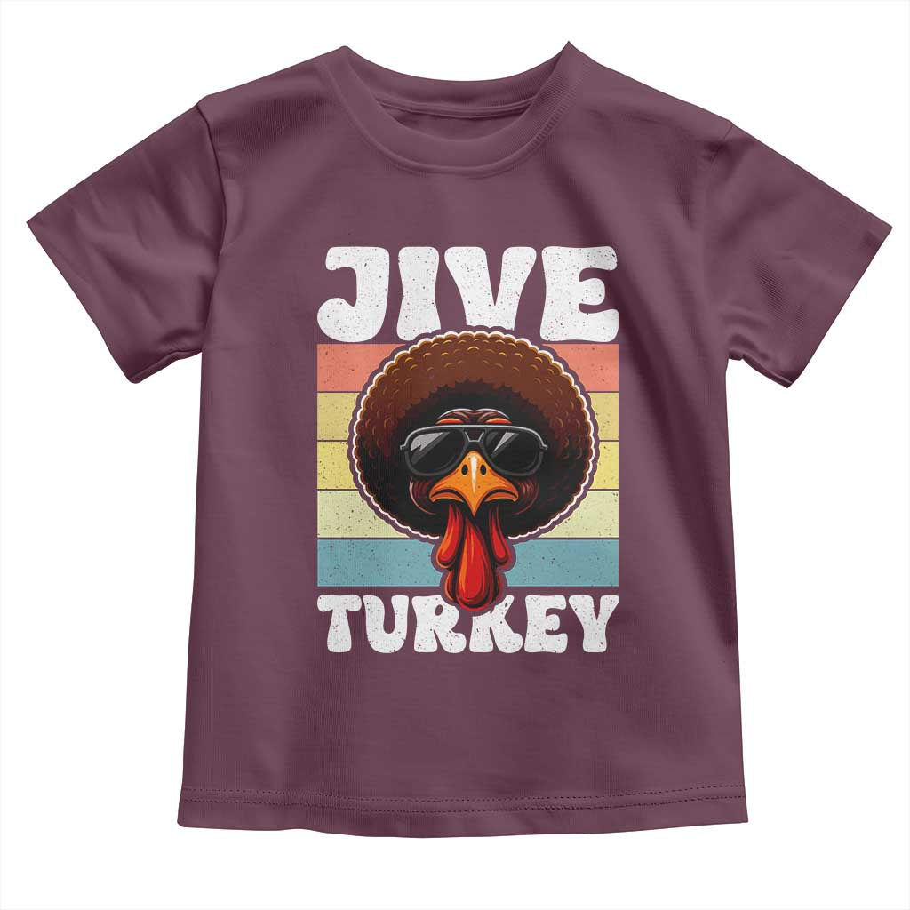 Funny Jive Thanksgiving Turkey Day Toddler T Shirt Retro Afro Black Turkey TS11 Maroon Print Your Wear