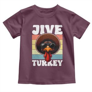 Funny Jive Thanksgiving Turkey Day Toddler T Shirt Retro Afro Black Turkey TS11 Maroon Print Your Wear