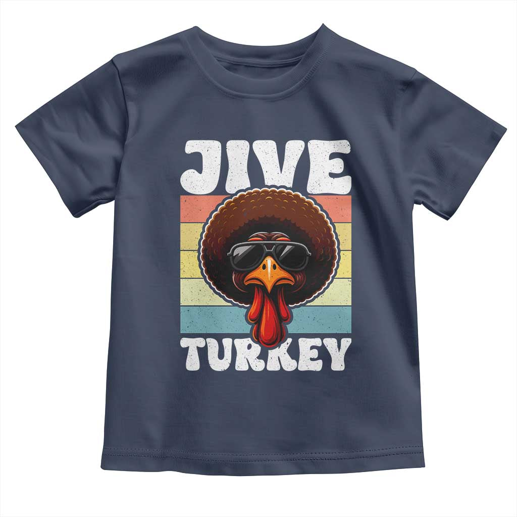 Funny Jive Thanksgiving Turkey Day Toddler T Shirt Retro Afro Black Turkey TS11 Navy Print Your Wear
