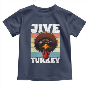 Funny Jive Thanksgiving Turkey Day Toddler T Shirt Retro Afro Black Turkey TS11 Navy Print Your Wear