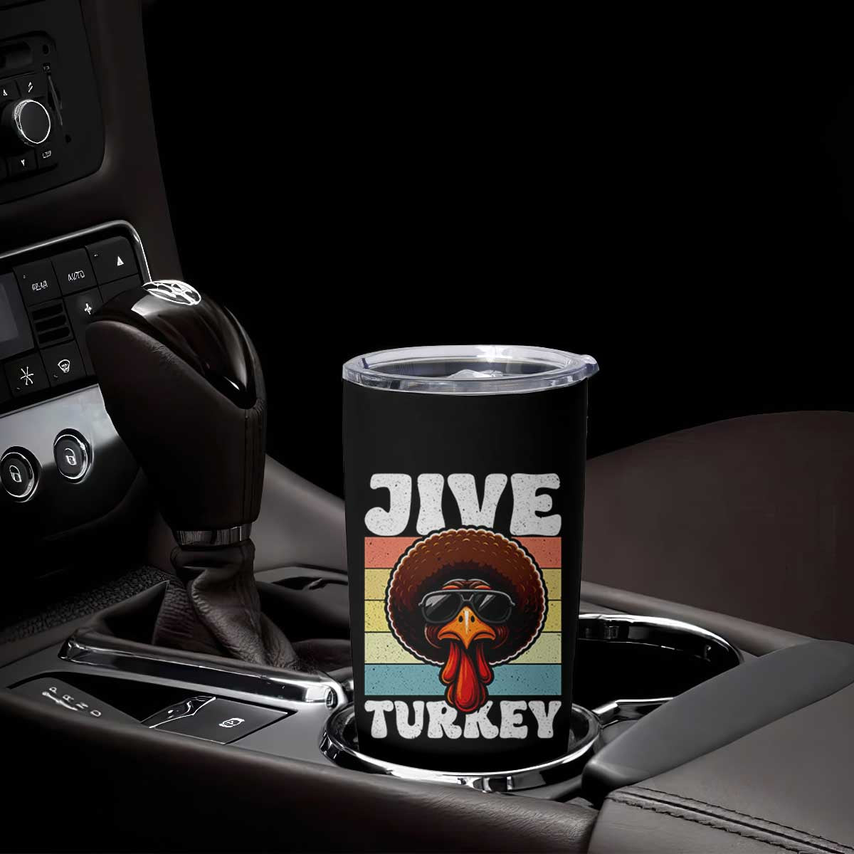 Funny Jive Thanksgiving Turkey Day Tumbler Cup Retro Afro Black Turkey TS11 Print Your Wear