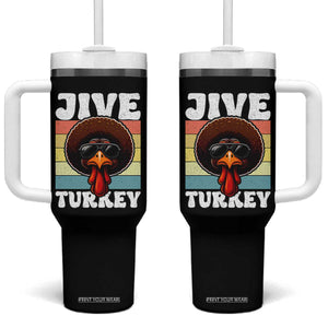 Funny Jive Thanksgiving Turkey Day Tumbler With Handle Retro Afro Black Turkey TS11 One Size: 40 oz Black Print Your Wear