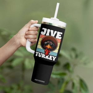 Funny Jive Thanksgiving Turkey Day Tumbler With Handle Retro Afro Black Turkey TS11 Print Your Wear