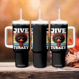 Funny Jive Thanksgiving Turkey Day Tumbler With Handle Retro Afro Black Turkey TS11 Print Your Wear