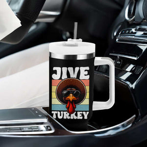 Funny Jive Thanksgiving Turkey Day Tumbler With Handle Retro Afro Black Turkey TS11 Print Your Wear