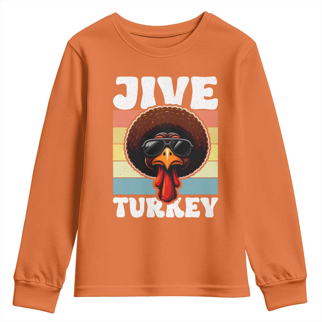 Funny Jive Thanksgiving Turkey Day Youth Sweatshirt Retro Afro Black Turkey TS11 Orange Print Your Wear