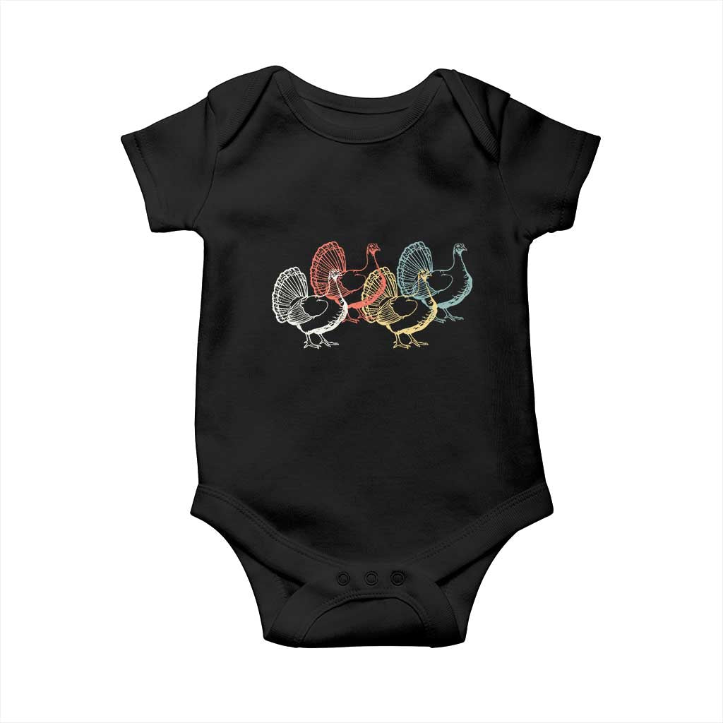 Thanksgiving Turkey Day Retro Poultry Holiday Baby Onesie TS11 Black Print Your Wear