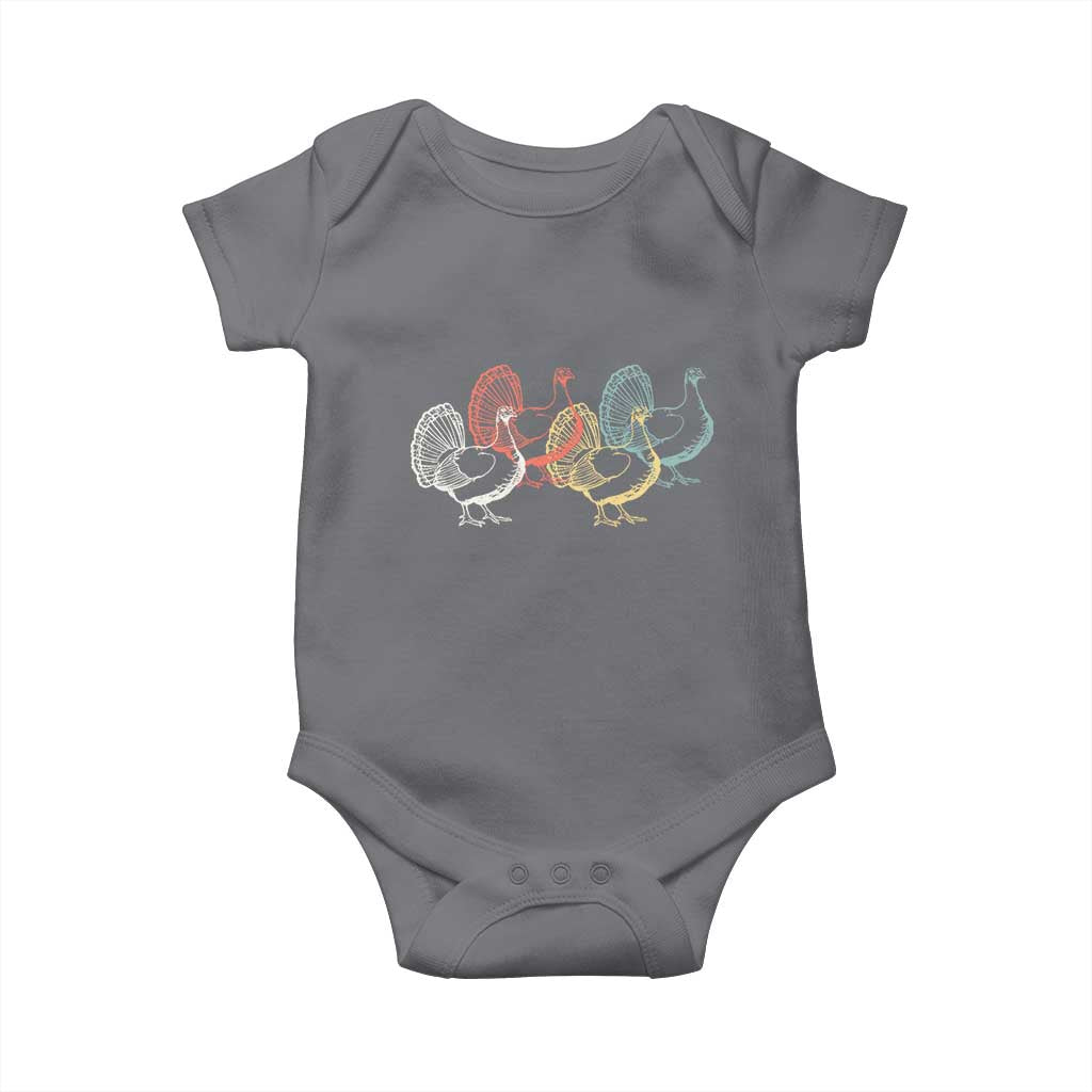 Thanksgiving Turkey Day Retro Poultry Holiday Baby Onesie TS11 Charcoal Print Your Wear