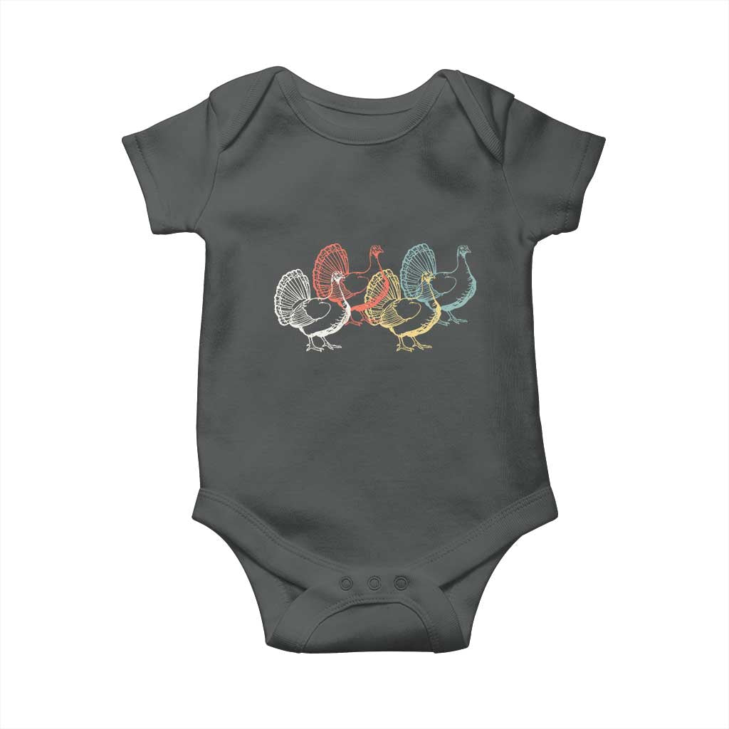 Thanksgiving Turkey Day Retro Poultry Holiday Baby Onesie TS11 Dark Heather Print Your Wear