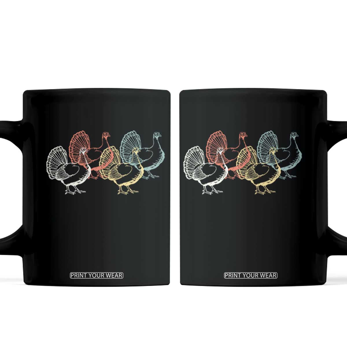 Thanksgiving Turkey Day Retro Poultry Holiday Coffee Mug TS11 Black Print Your Wear