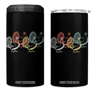 Thanksgiving Turkey Day Retro Poultry Holiday 4 in 1 Can Cooler Tumbler TS11 One Size: 16 oz Black Print Your Wear