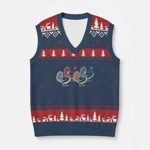 Thanksgiving Turkey Day Retro Poultry Holiday V-Neck Knit Sweater Vest TS11 Navy Red Print Your Wear