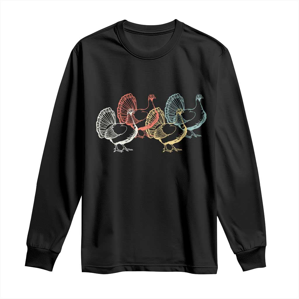 Thanksgiving Turkey Day Retro Poultry Holiday Long Sleeve Shirt TS11 Black Print Your Wear