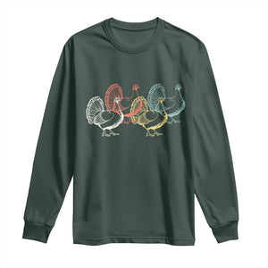 Thanksgiving Turkey Day Retro Poultry Holiday Long Sleeve Shirt TS11 Dark Forest Green Print Your Wear