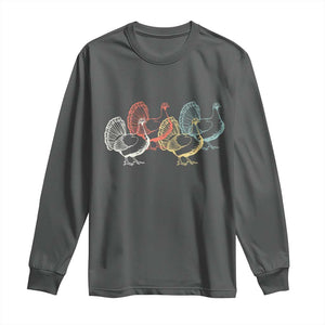 Thanksgiving Turkey Day Retro Poultry Holiday Long Sleeve Shirt TS11 Dark Heather Print Your Wear