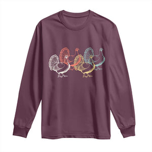 Thanksgiving Turkey Day Retro Poultry Holiday Long Sleeve Shirt TS11 Maroon Print Your Wear
